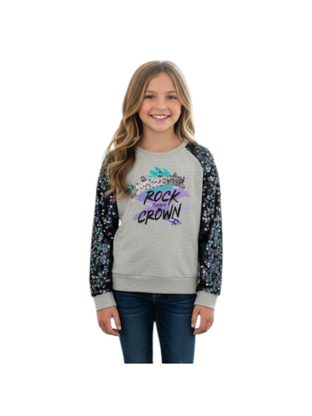 Disney D-Signed Size L Rock That Crown Sequin Sleeve Sweatshirt